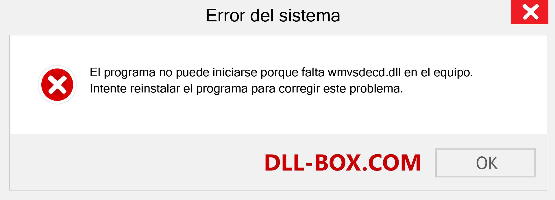 ¿Falta el archivo wmvsdecd.dll ?. Descargar para Windows 7, 8, 10 - Corregir wmvsdecd dll Missing Error en Windows, fotos, imágenes