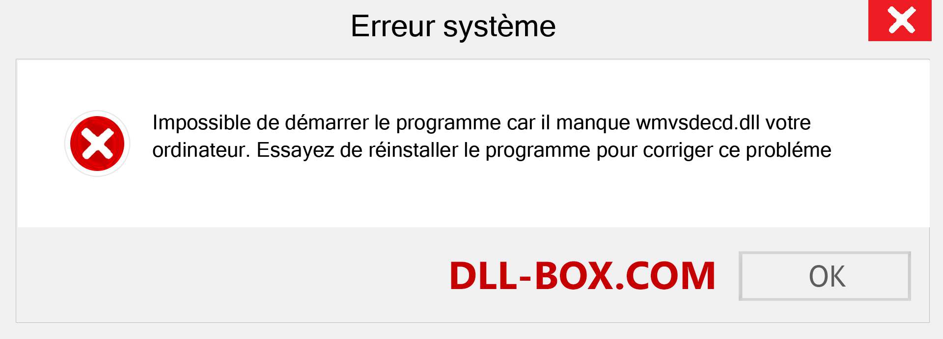 Le fichier wmvsdecd.dll est manquant ?. Télécharger pour Windows 7, 8, 10 - Correction de l'erreur manquante wmvsdecd dll sur Windows, photos, images